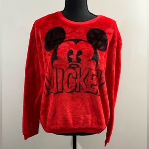 Disney Mickey Mouse red crewneck sweater fleece super soft